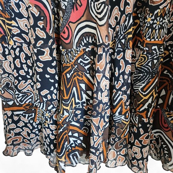 Ruby Rd Tiered Maxi Skirt Women's 12 Pull on Elastic Waist Flowy Lined Southwest - Picture 3 of 14